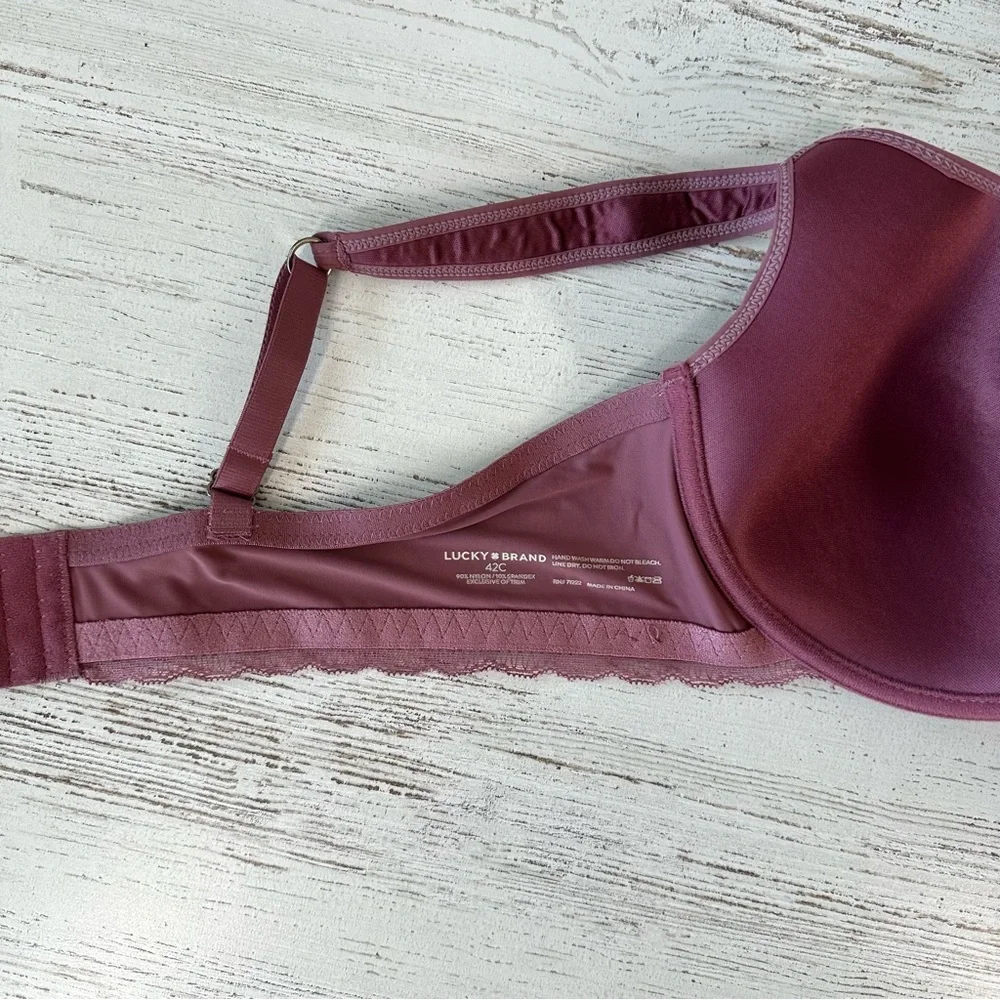 LUCKY BRAND Wide Strap Underwire Bra 42C Mauve